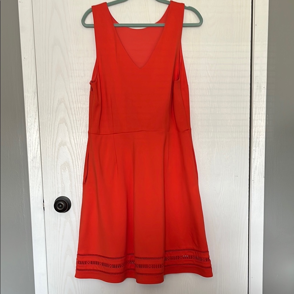 Banana Republic orange  Sleeveless V-Neck Midi Dress size 14